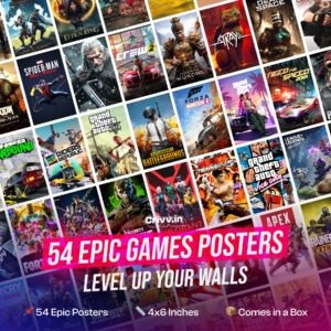 Gaming Room Wall Art | 54-Pack 4x6 Inch Gaming Posters for Gamers