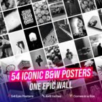 Aesthetic Black & White Posters Set of 54 | 4x6 Inch Wall Decor for Room, Bedroom, Office