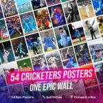 54 Cricket Posters Pack-Virat Kohli, Dhoni, Sachin & More