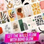 Boho Art Posters Set of 54 | 4x6 Inch Aesthetic Wall Decor Prints