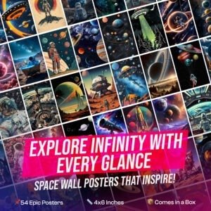 Astronaut & Space Poster Set – 54 Mini 4x6" Posters | Kids Wall Art, Galaxy, Planets & Rockets