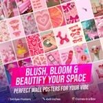 54 Pink Aesthetic Posters (4x6) | Pastel Wall Art Set for Room, Office & Gifts