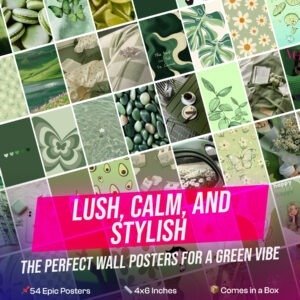 All Green Aesthetic Poster Set (54, 4x6") | Nature Wall Decor for Room & Office