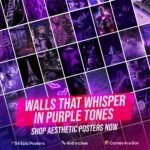 Purple Theme Wall Posters – 54 Mini Aesthetic Prints (4x6") for Room & Workspace