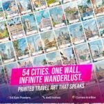 World’s Best Cities Art Poster Set – 54 Travel Prints (4x6") | Aesthetic Room Wall Decor