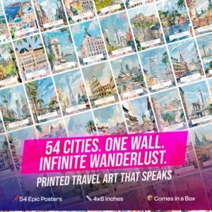 World’s Best Cities Art Poster Set – 54 Travel Prints (4x6") | Aesthetic Room Wall Decor