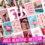 Cowgirl Aesthetic Poster Set (54 pcs, 4x6") | Western Wall Decor for Girls & Teens