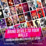 Chainsaw Man Poster Set | 54 HD (4x6 inch) Anime Wall Posters | Room Decoration Pack for Fans