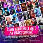 Jujutsu Kaisen Poster Set (54 pcs) | 4x6" Anime Mini Wall Posters | JJK Fan Collection