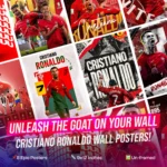 Cristiano Ronaldo Wall Poster Set (8) – 9x12 Inch HD CR7 Football Star Room Decor for Kids, Boys & Sports Fans